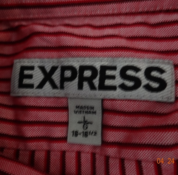 EXPRESS RED STRIPE BOTTON SHIRT SIZE L - Picture 5 of 6